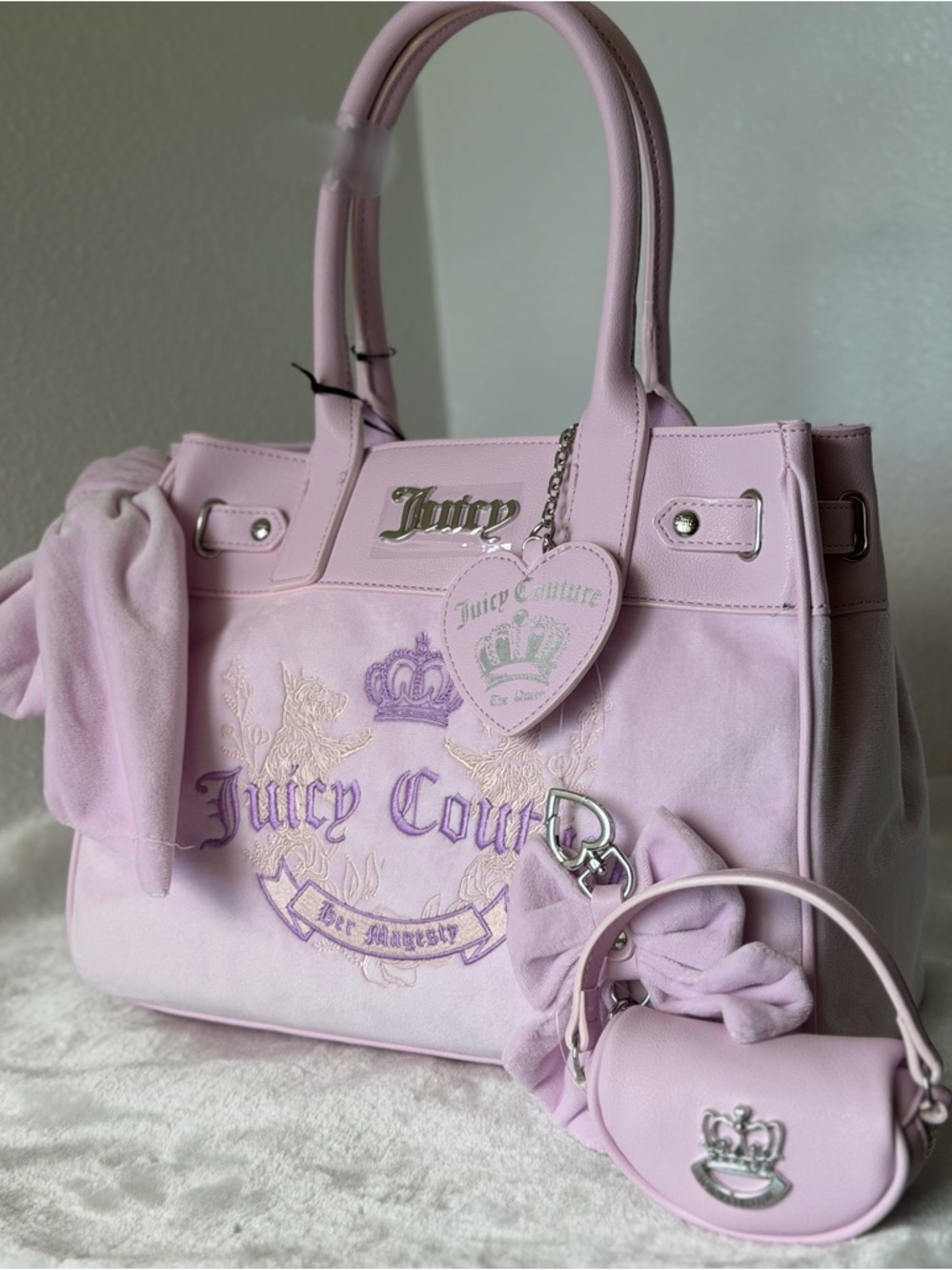 Juicy Couture Her Majesty Scottie Dogs Daydreamer tote Lilac Mist purple rare